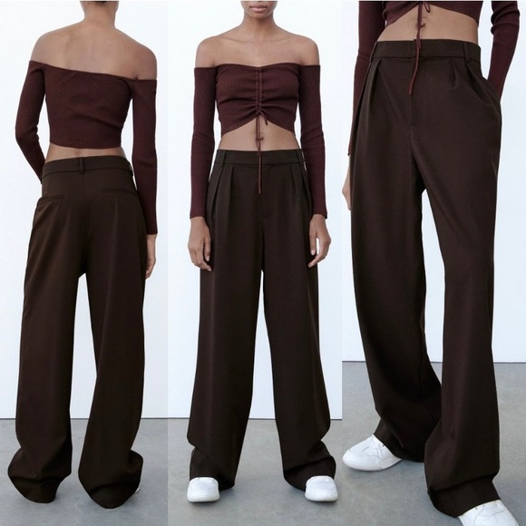 Zara Pants & Jumpsuits Nwt Zara High Waist Full Length Wide